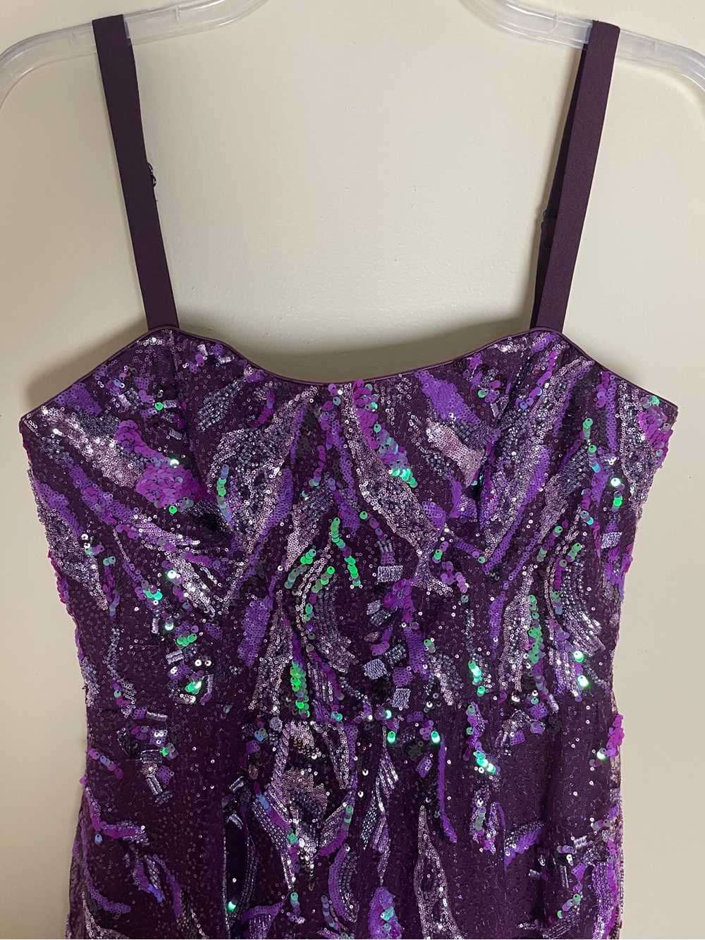 Dress the Population Cassandra Midi Dress XL Beaded Violet Multi Square Neck - Picture 6 of 16